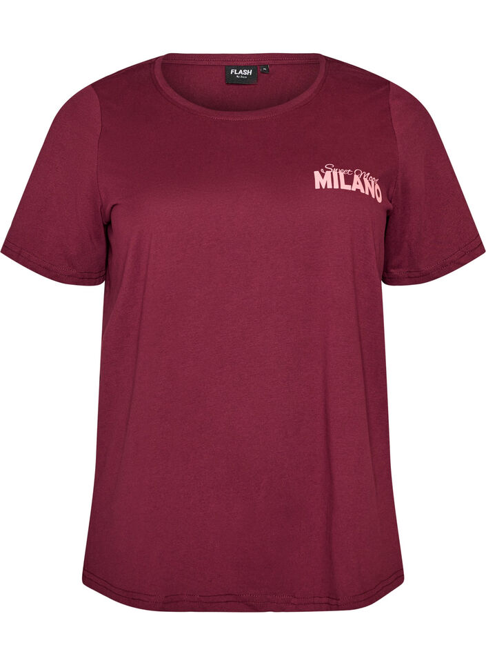 T-shirt med motiv, R&oslash;d, Packshot image number 0