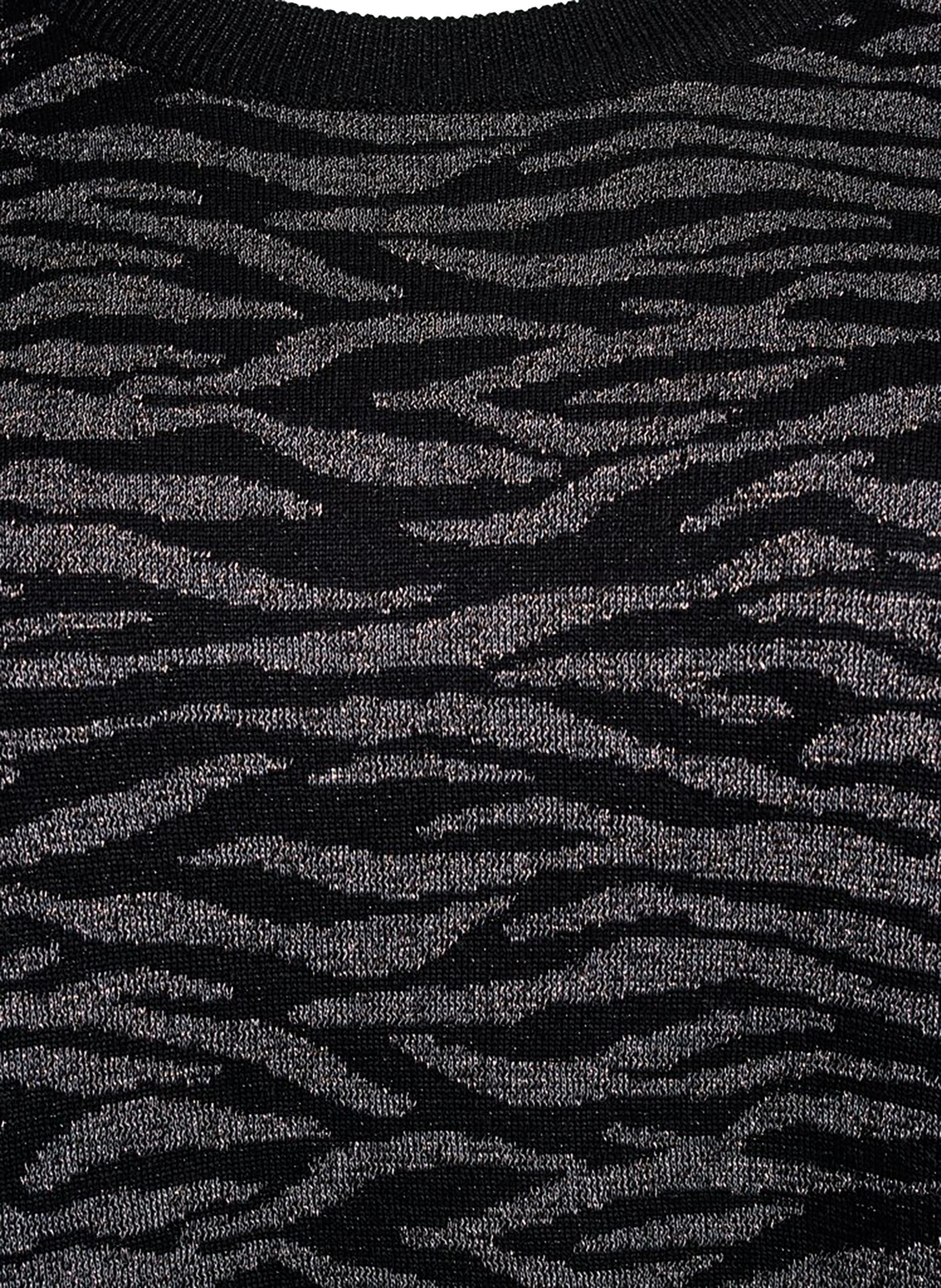 Zizzi M&oslash;nstret strikbluse med glimmereffekt, Sort, Packshot image number 2