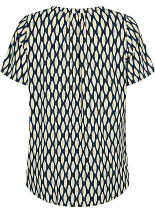 Bluse med korte ærmer og v-udskæring, Oval AOP, Packshot image number 1