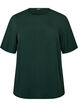 Kort&aelig;rmet v&aelig;vet bluse med rund hals, Gr&oslash;n, Packshot image number 0