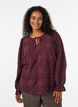 Lang&aelig;rmet bluse med blondem&oslash;nster, M&oslash;rk Bordeaux, Model image number 0