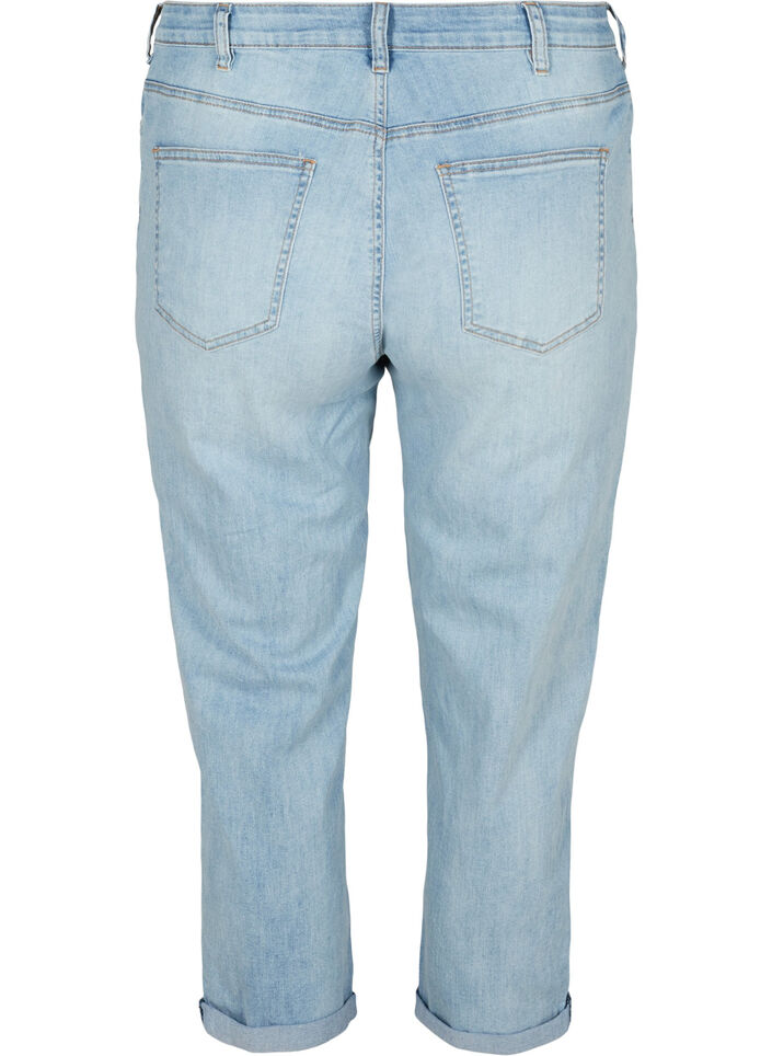 7/8 jeans med opsm&oslash;g og h&oslash;j talje, Bl&aring;, Packshot image number 1