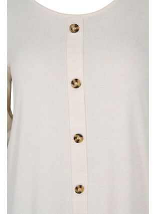 Bluse med knapper og 3/4 ærmer, Pumice Stone Melange, Packshot image number 2