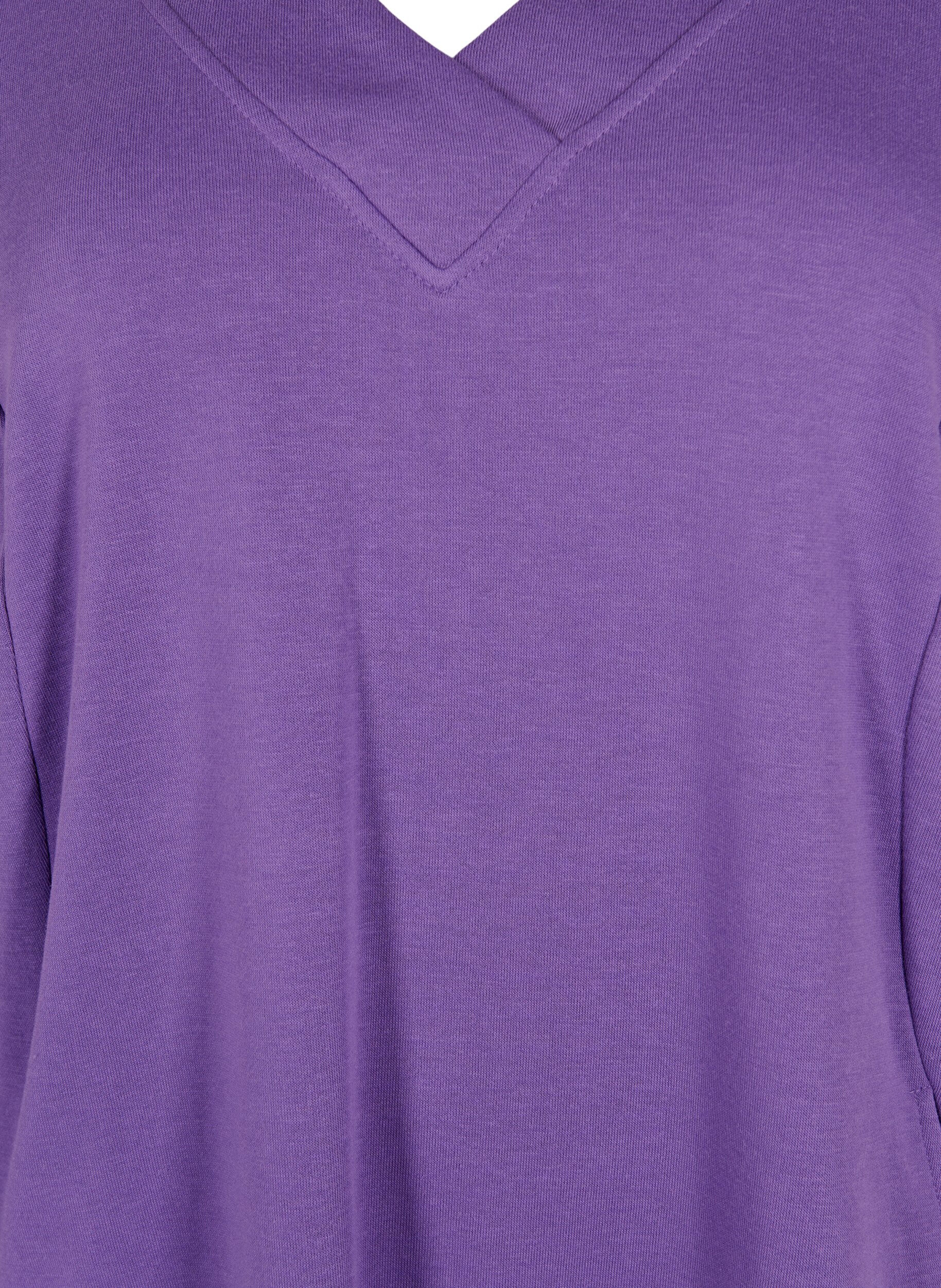 Zizzi Sweatkjole med v-hals, Deep Lavender, Packshot image number 2
