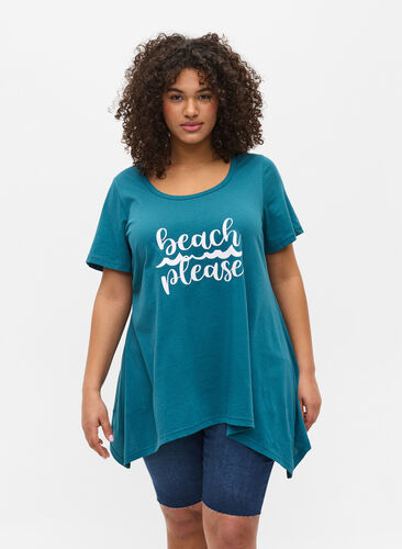 Kortærmet bomulds t-shirt med a-form, Dragonfly BEACH, Model image number 0