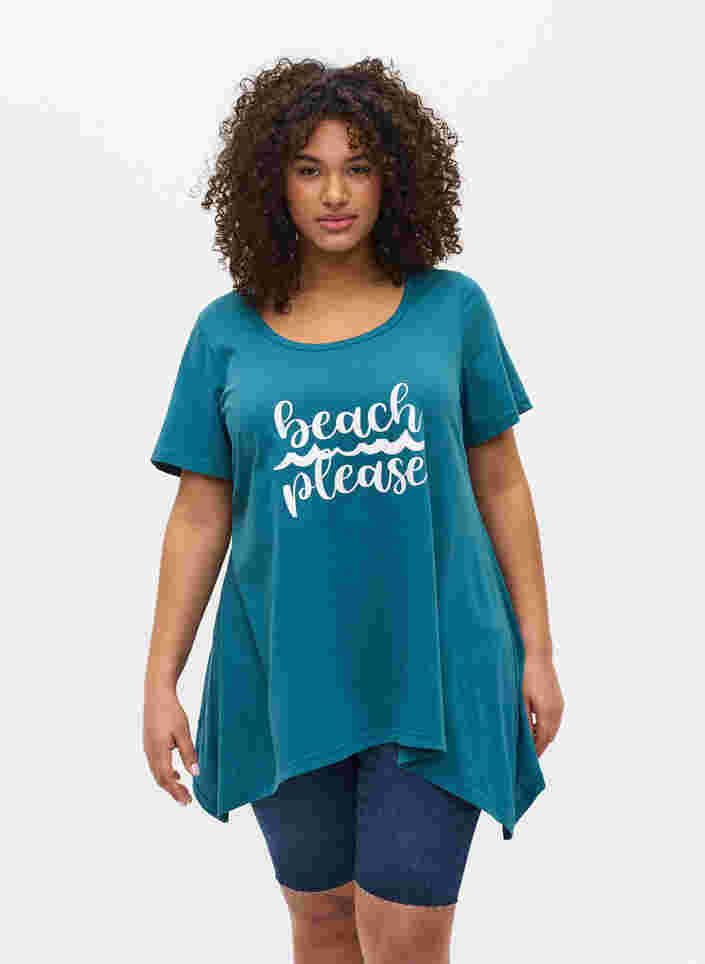 Kortærmet bomulds t-shirt med a-form, Dragonfly BEACH, Model