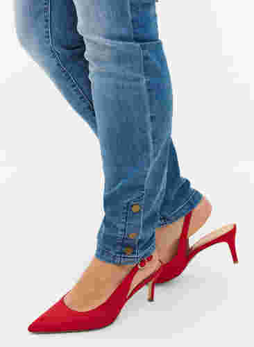 Super slim Amy jeans med slid og knapper, Light blue, Model image number 2