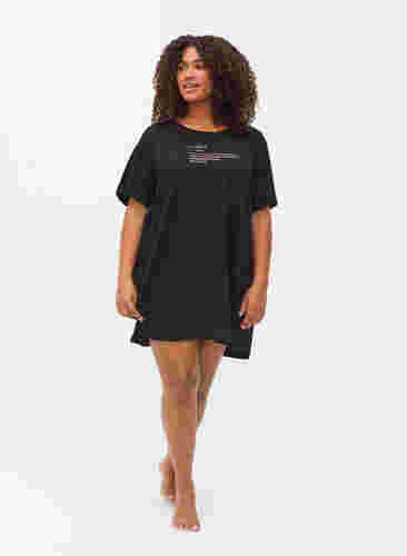Oversize nat t-shirt i økologisk bomuld, Black W. coffee, Model image number 2
