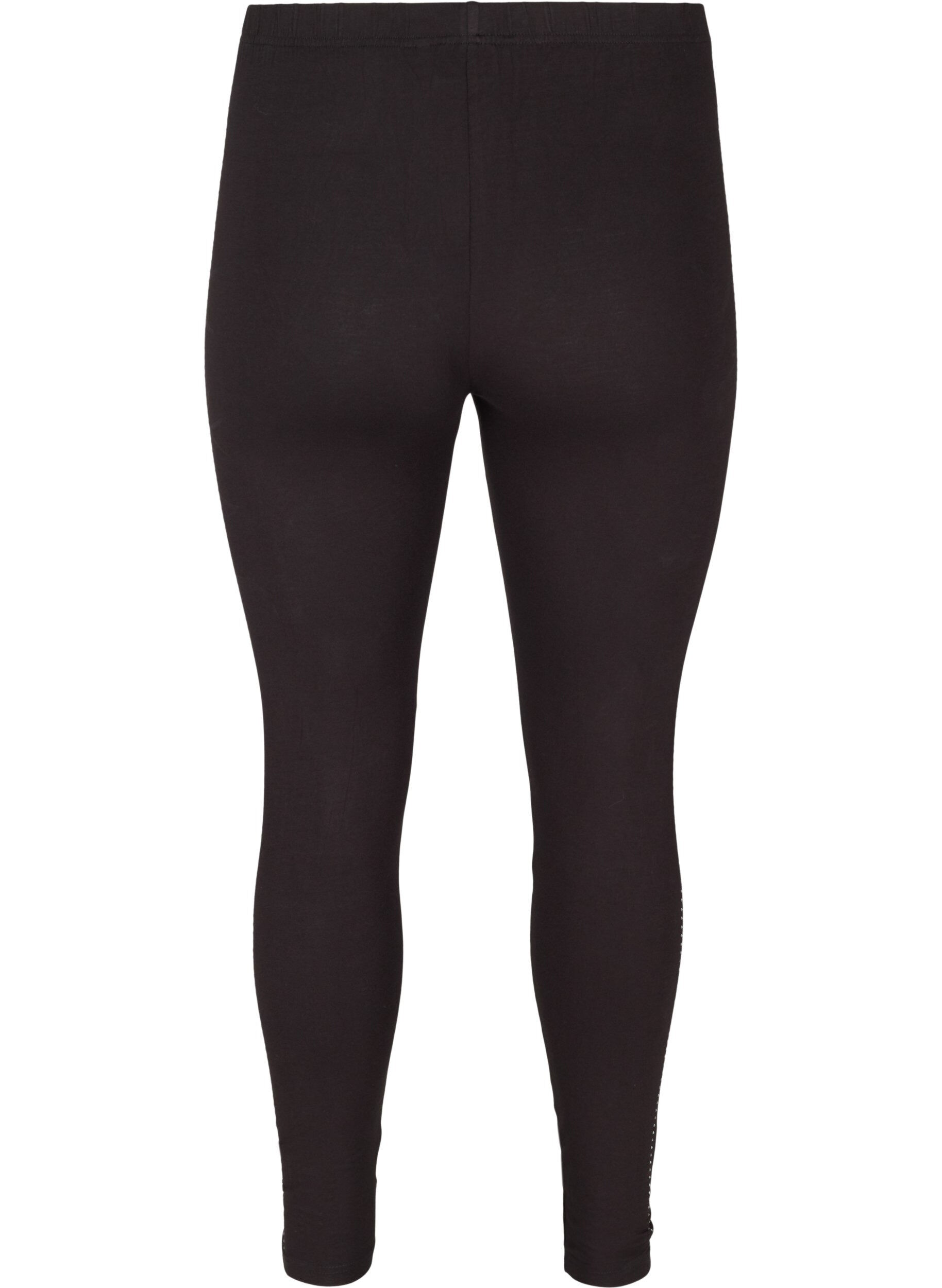 Zizzi Viskose leggings med sten i siden , Black, Packshot image number 1