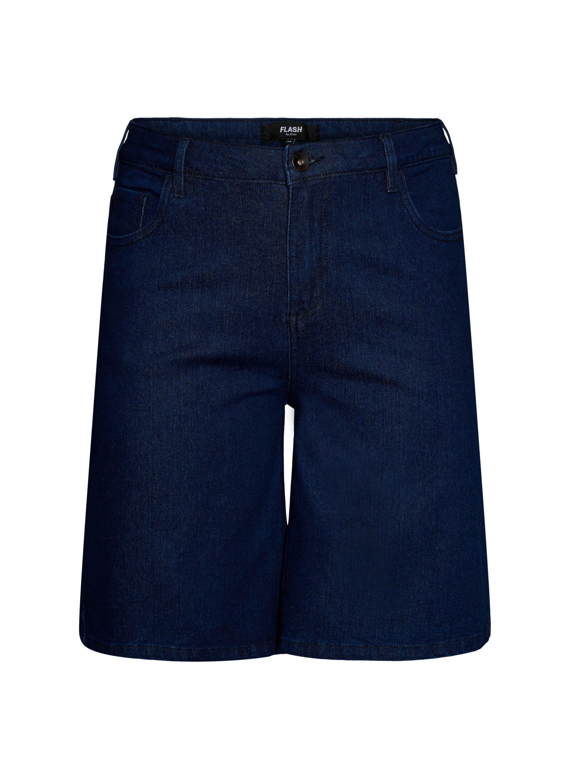 Zizzi L&oslash;se denimshorts med h&oslash;j talje, Bl&aring;, Packshot image number 0