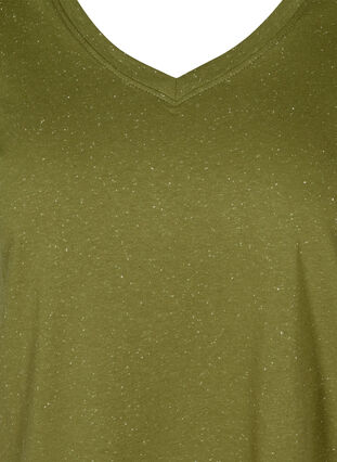 T-shirt med v-udskæring, Green, Packshot image number 2