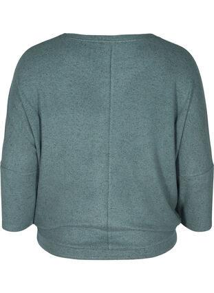 Meleret bluse med justerbar bund, Balsam Green Mel , Packshot image number 1