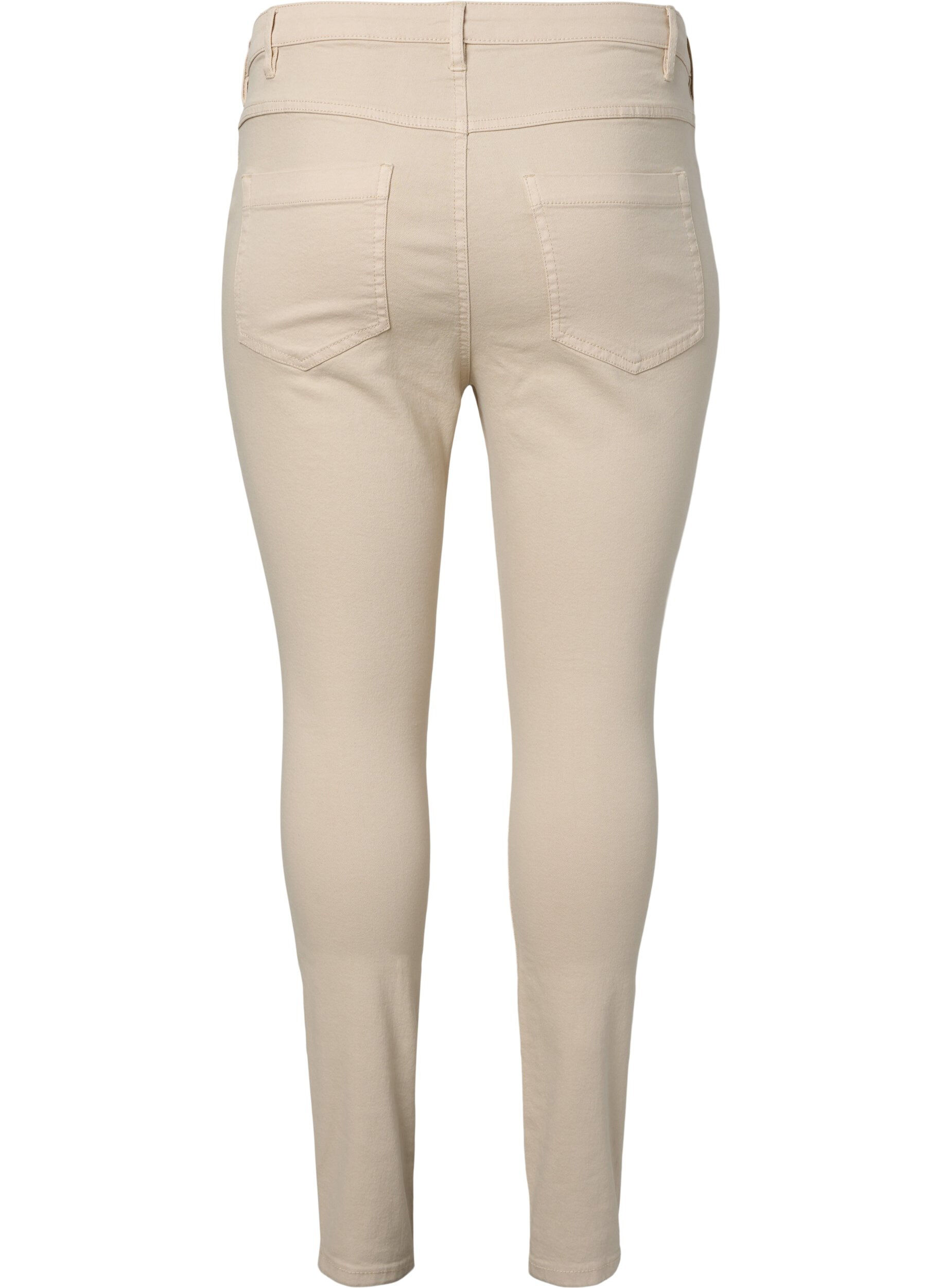 Zizzi Super slim fit Amy jeans med h&oslash;j talje, Oatmeal, Packshot image number 1
