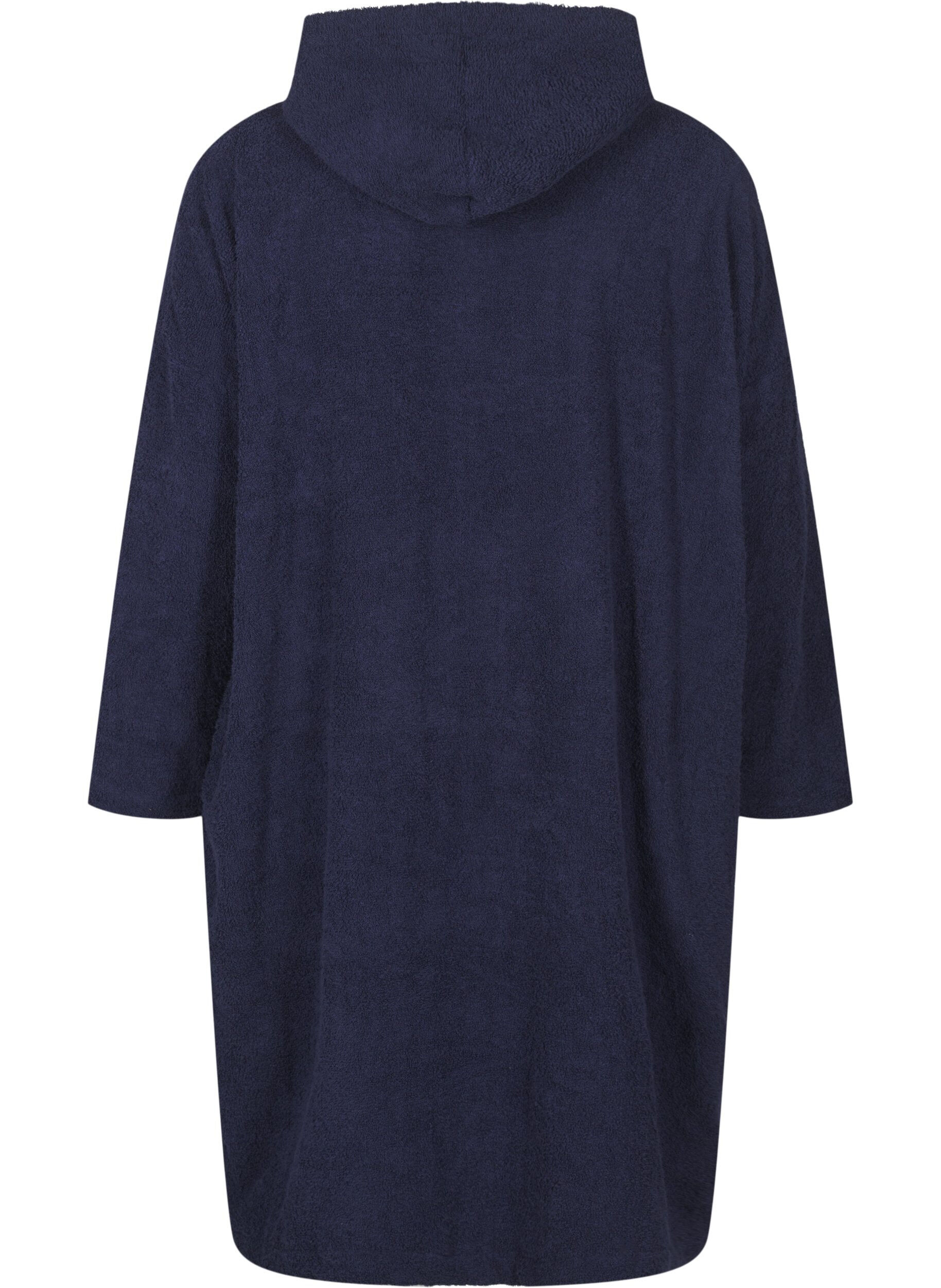 Zizzi Frott&eacute; poncho med h&aelig;tte, Navy Blazer, Packshot image number 1