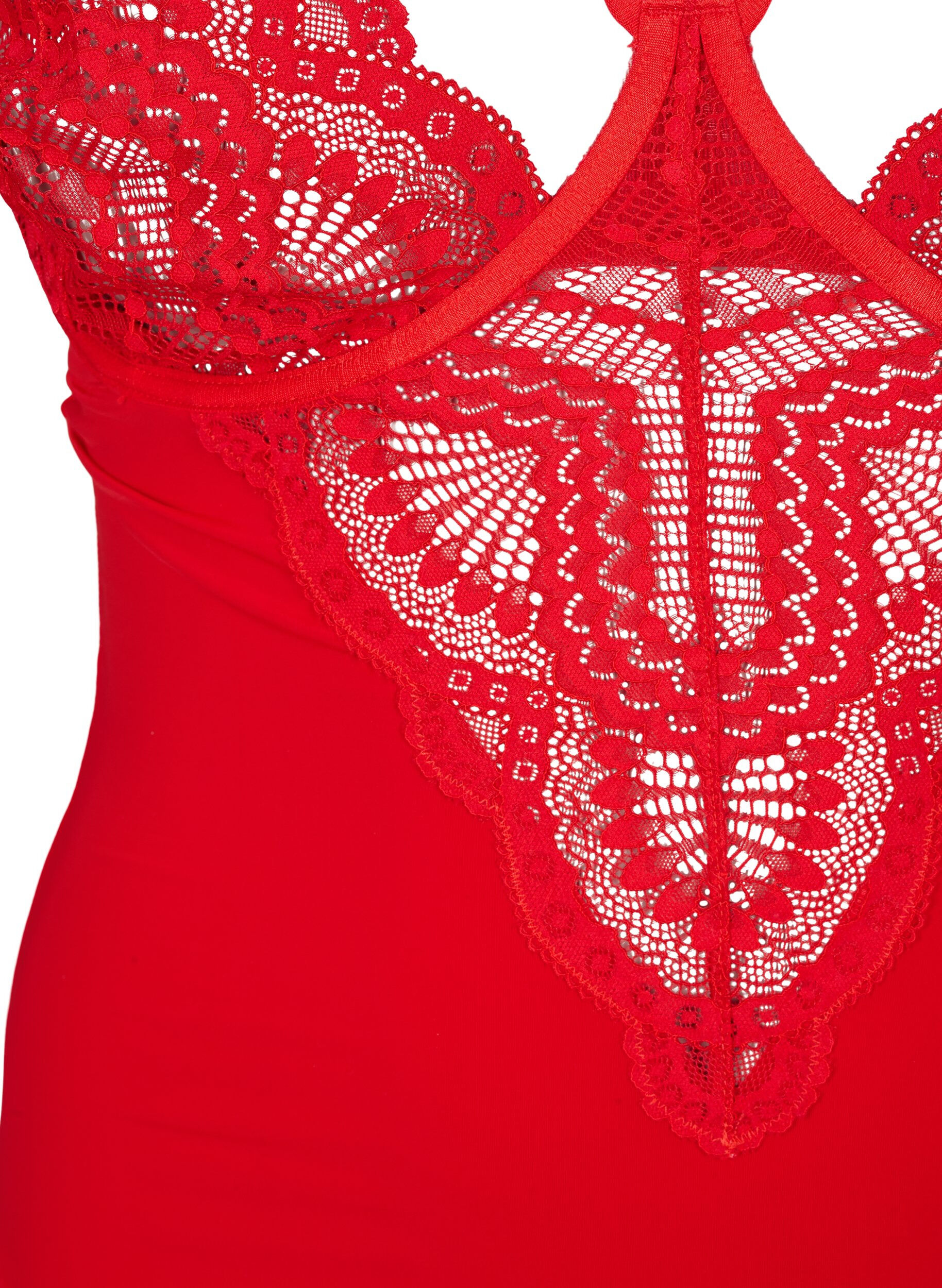Zizzi Bodystocking med b&oslash;jle og stringdetalje, Salsa, Packshot image number 2