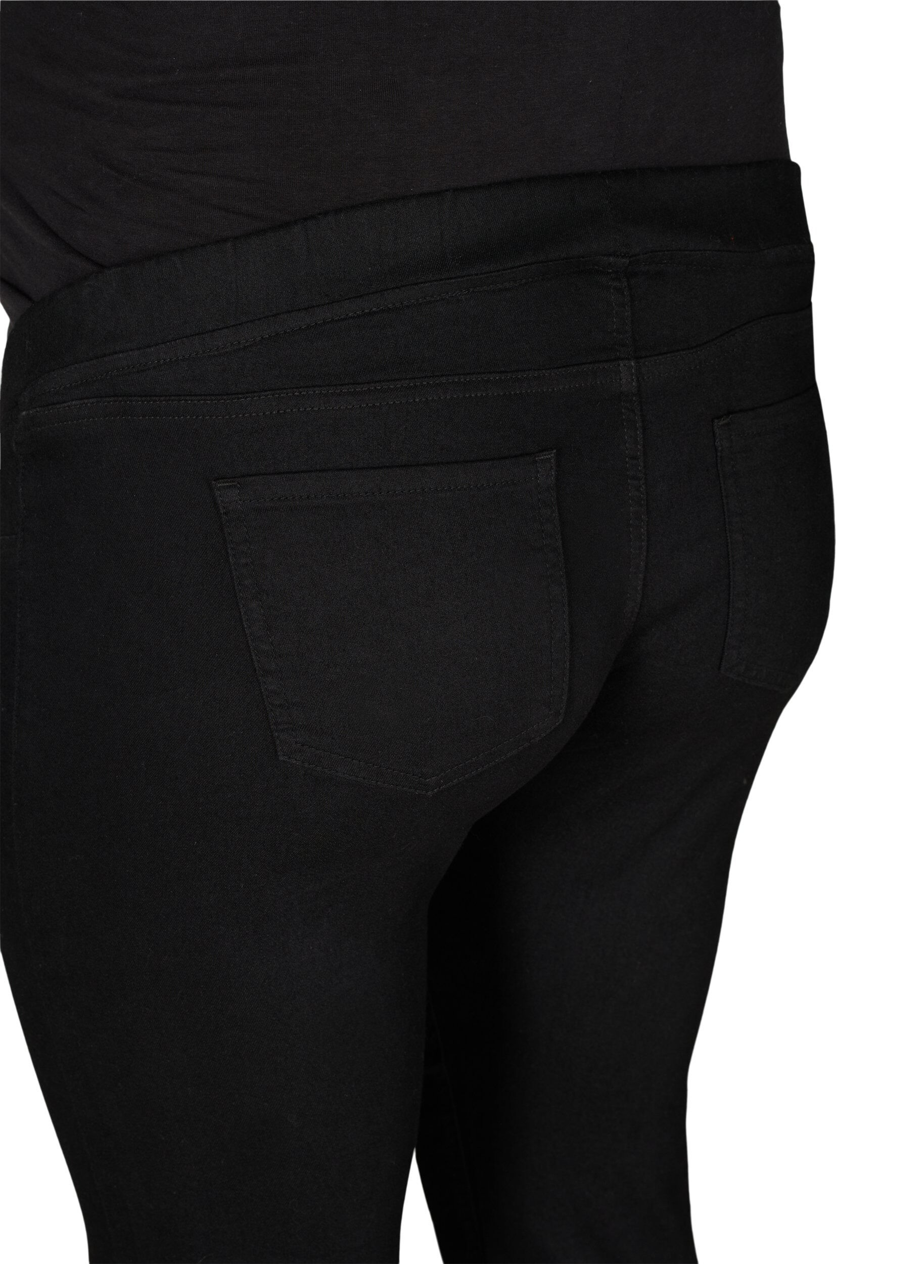 Zizzi Graviditets jeggings med baglommer, Black, Packshot image number 3