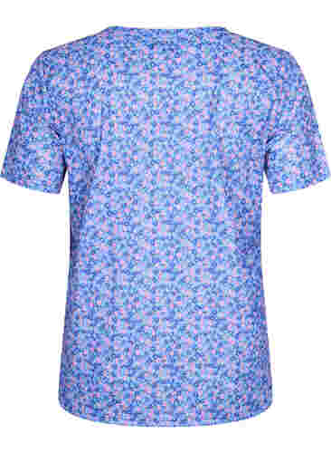 FLASH - Printet t-shirt med v-hals, Blue Rose Ditsy, Packshot image number 1