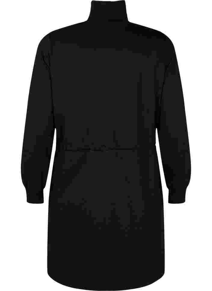 Sweatkjole med lynlås og snøre, Black, Packshot image number 1