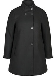 Højhalset jakke med knapper, Black