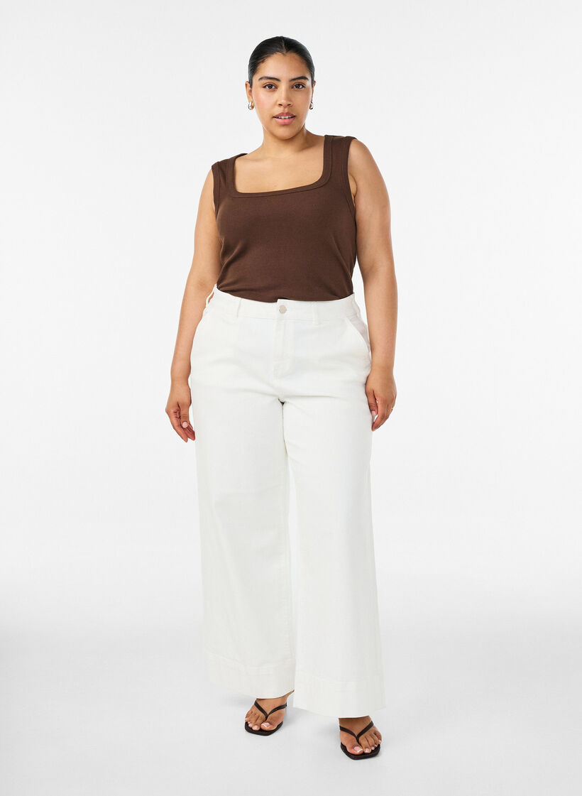 Myra wide fit jeans med h&oslash;j talje, Hvid, Model image number 0
