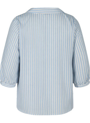Stribet skjortebluse med stor krave, Light Blue Stripe, Packshot image number 1