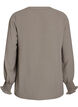 Bluse med smock manchetter og V-udsk&aelig;ring, Beige, Packshot image number 1
