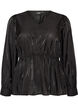 Glansfuld viskosebluse med peplum-effekt, Sort, Packshot image number 0