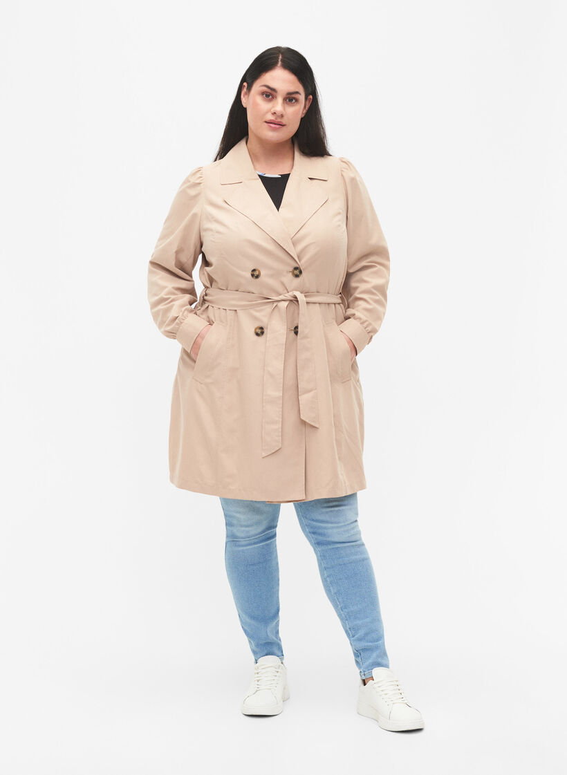 Trenchcoat med bælte og lommer, Nomad, Model image number 2