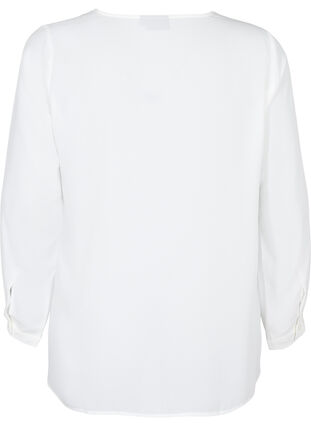 Ensfarvet skjorte med v-udskæring, Bright White, Packshot image number 1