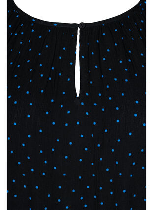Printet viskose tunika med 3/4 ærmer, Black w. Blue Dot, Packshot image number 2
