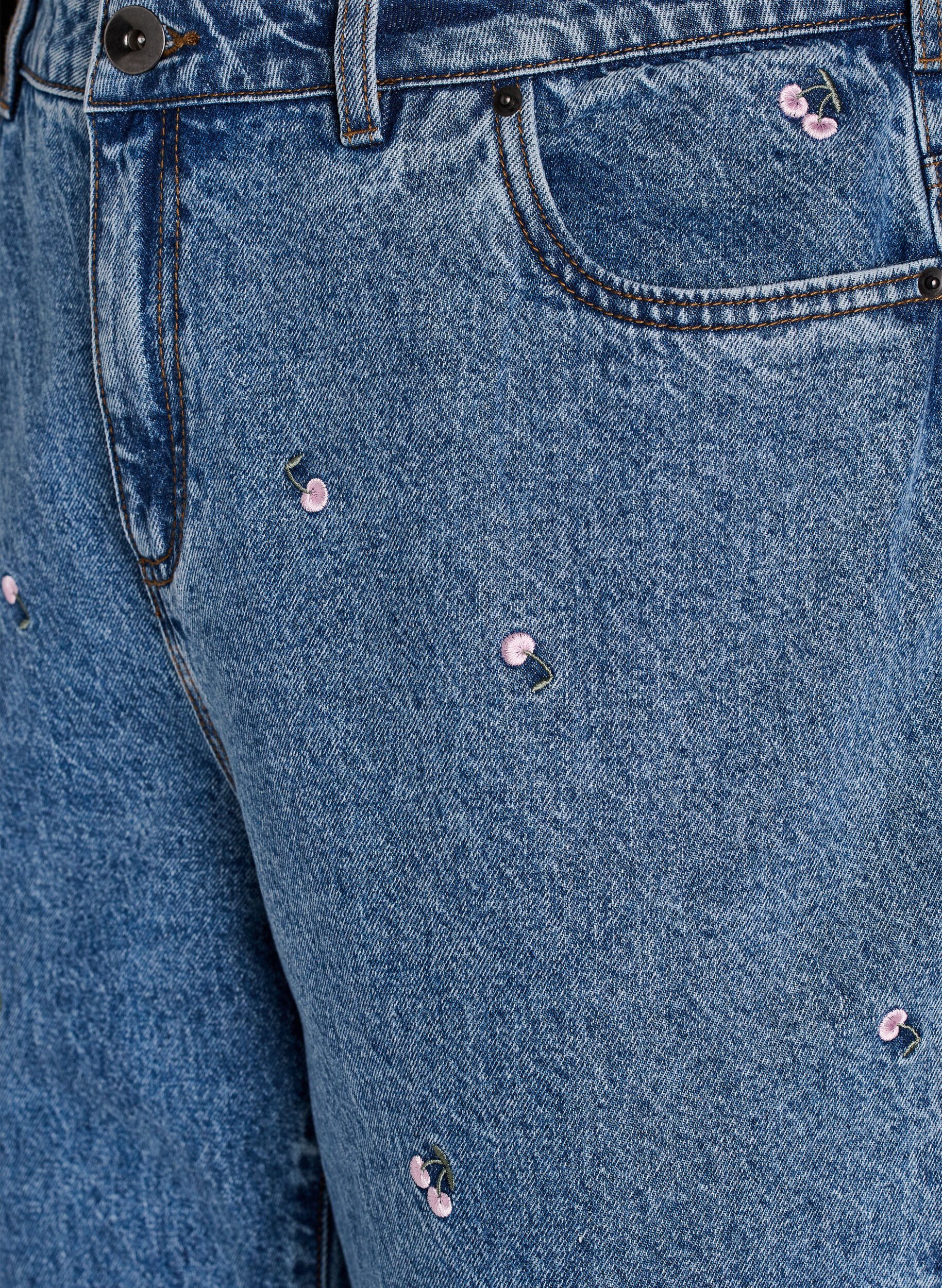 Zizzi Mille mom fit jeans med broderi, Bl&aring;, Packshot image number 2