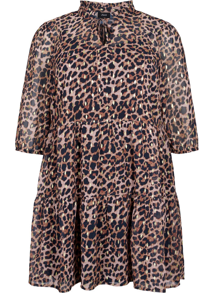 Tunika med leoprint og lurex, Leopard AOP, Packshot image number 0