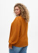 Bluse med transparente ærmer og smock, Orange, Model image number 2