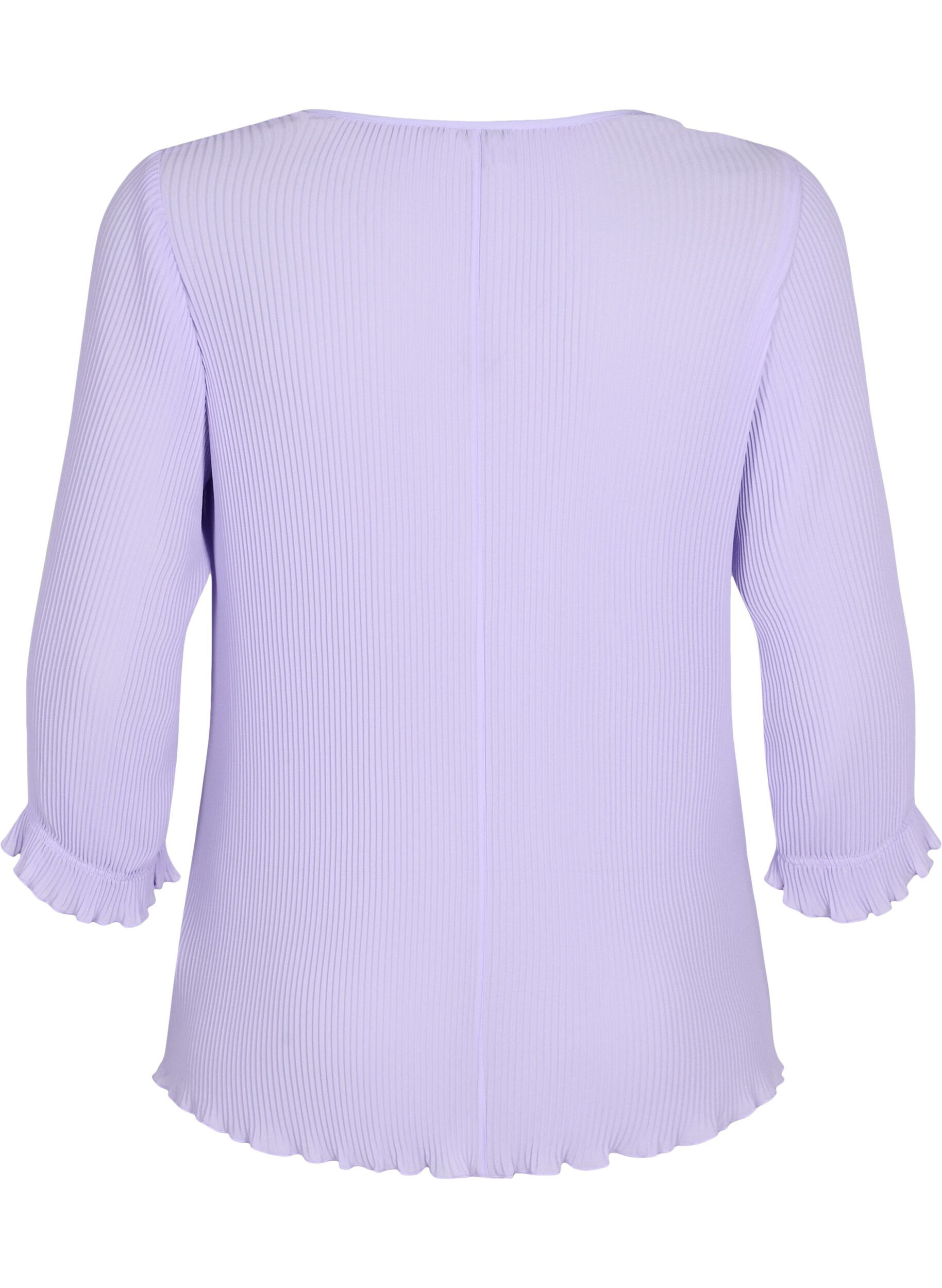 Zizzi Plisseret bluse med 3/4 &aelig;rmer, Lavender, Packshot image number 1