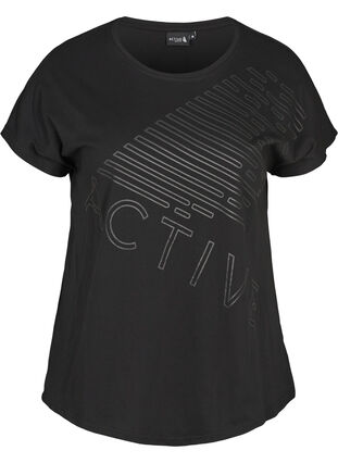 T-shirt med print, Black, Packshot image number 0