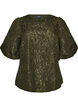 Jacquardbluse med puf&aelig;rmer og A-form, Gr&oslash;n, Packshot image number 0