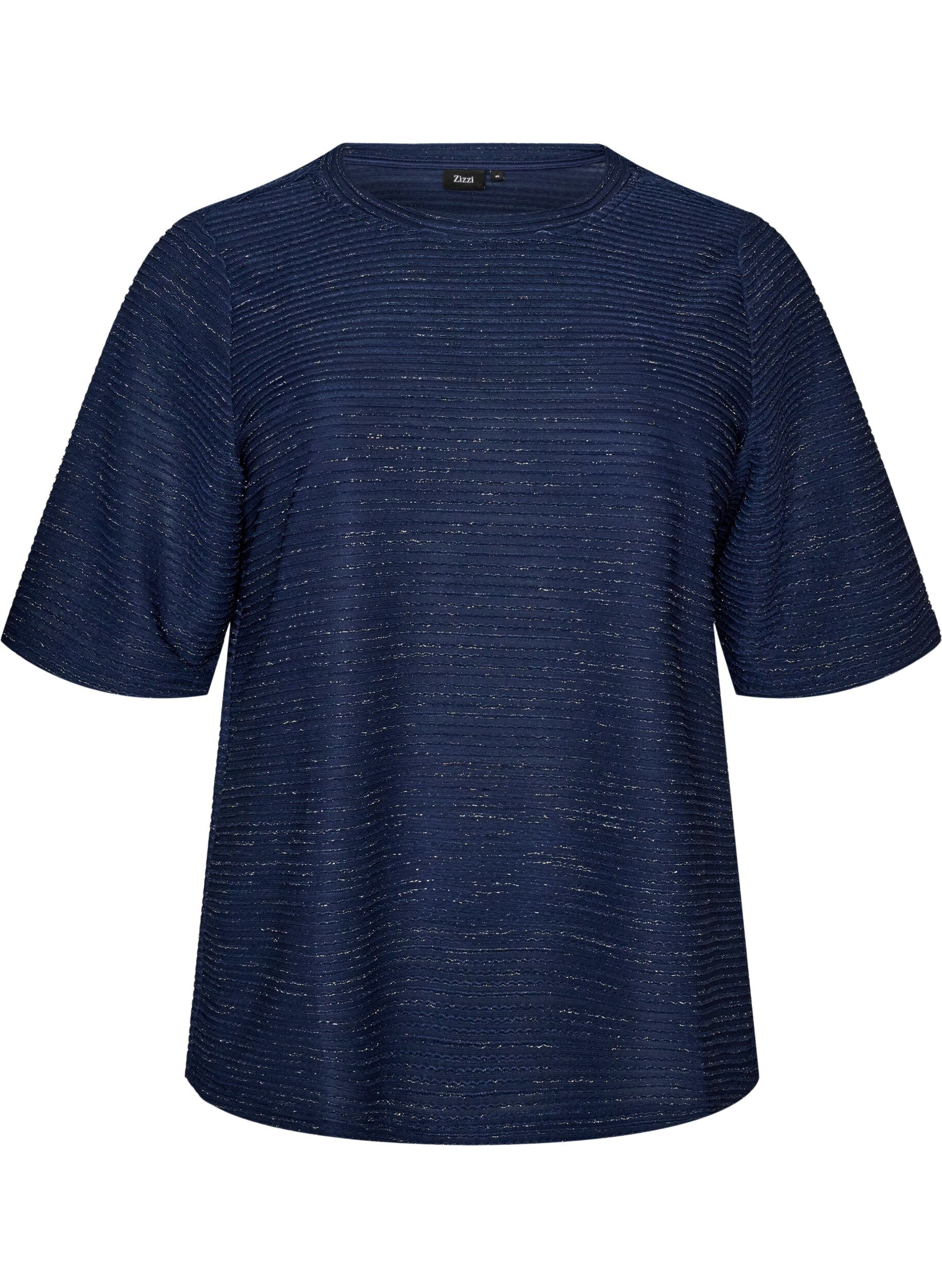 ZizziBluse med struktur og glimmer, Bl&aring;, Packshot image number 0