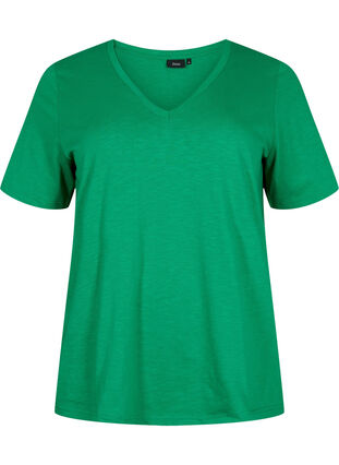 Kortærmet basis t-shirt med v-hals, Jolly Green, Packshot image number 0