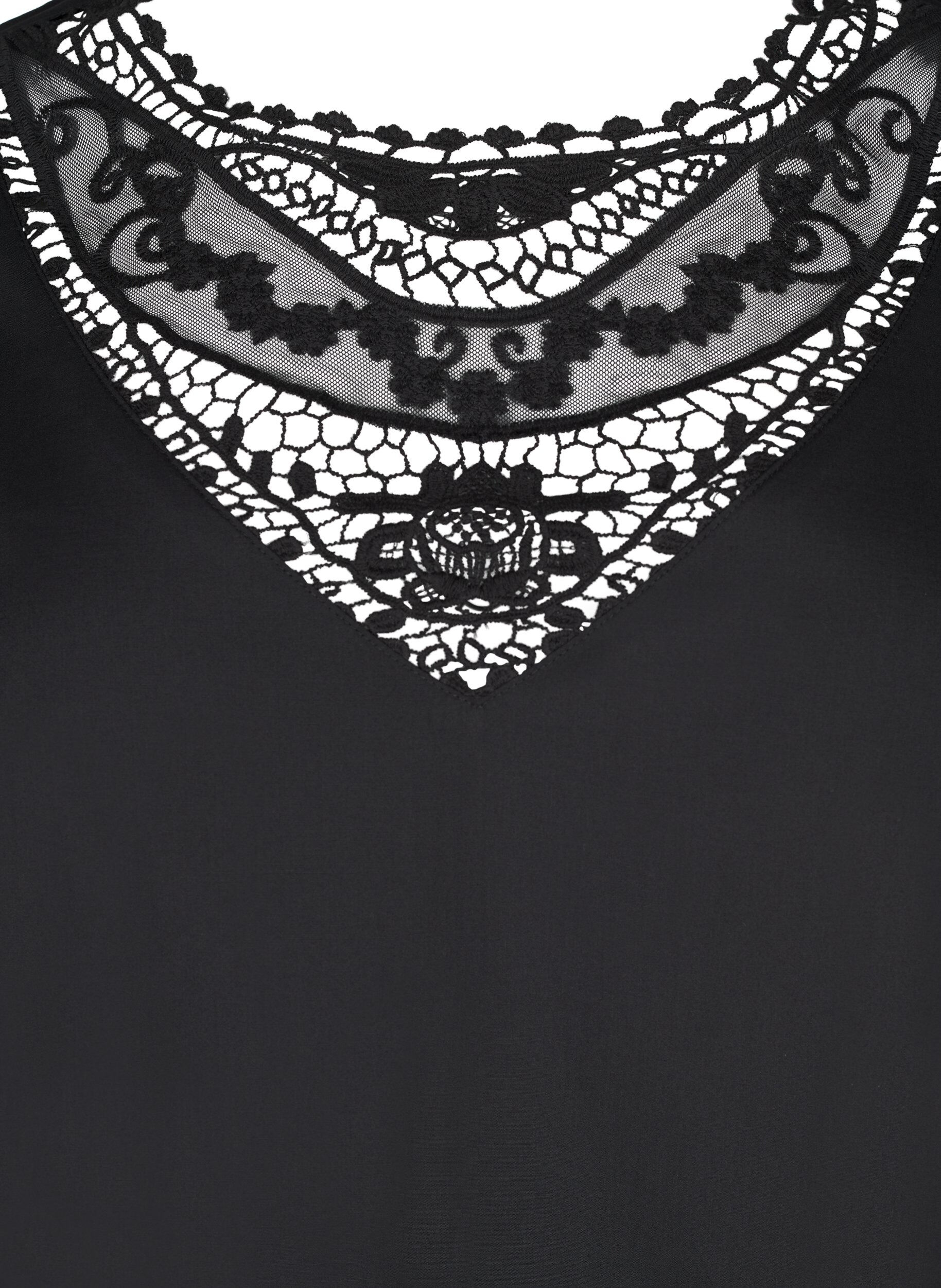 Zizzi Kort kjole med blondedetalje, Black, Packshot image number 2