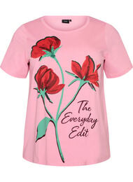 T-shirt i bomuld med print foran, Lyser&oslash;d