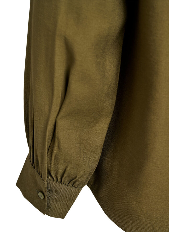 Skjortebluse med knapdetalje bagpå, Grøn, Packshot image number 4