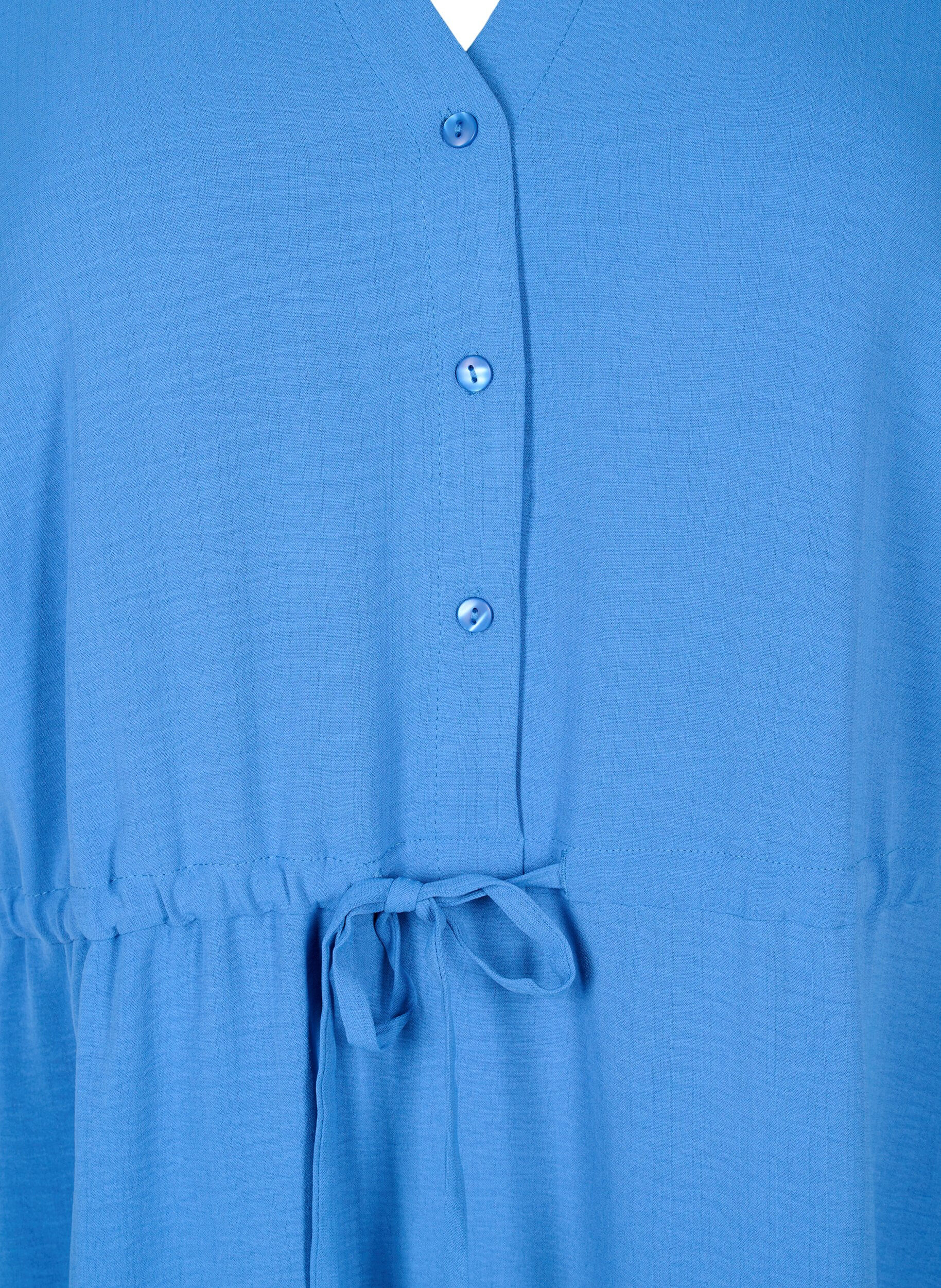 Zizzi Kjole med korte &aelig;rmer og bindeb&aring;nd i taljen, Riverside, Packshot image number 2