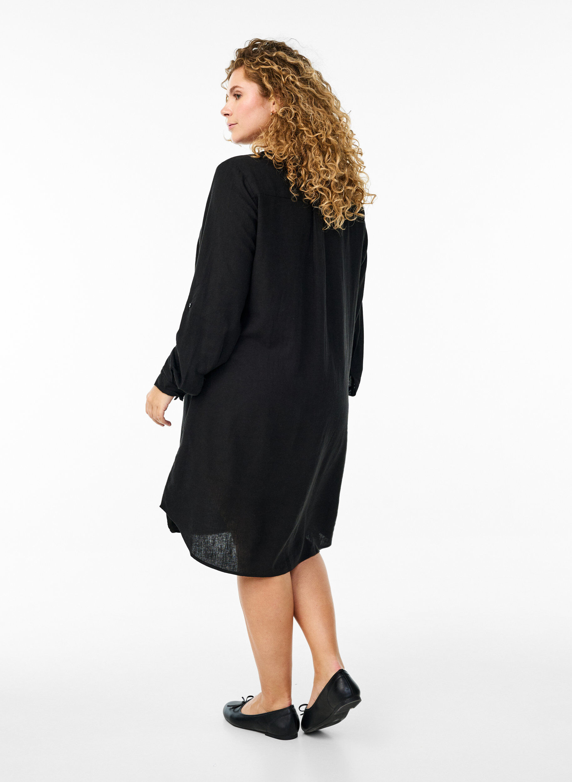 ZizziLang skjorte i h&oslash;r og viskose, Sort, Model image number 1