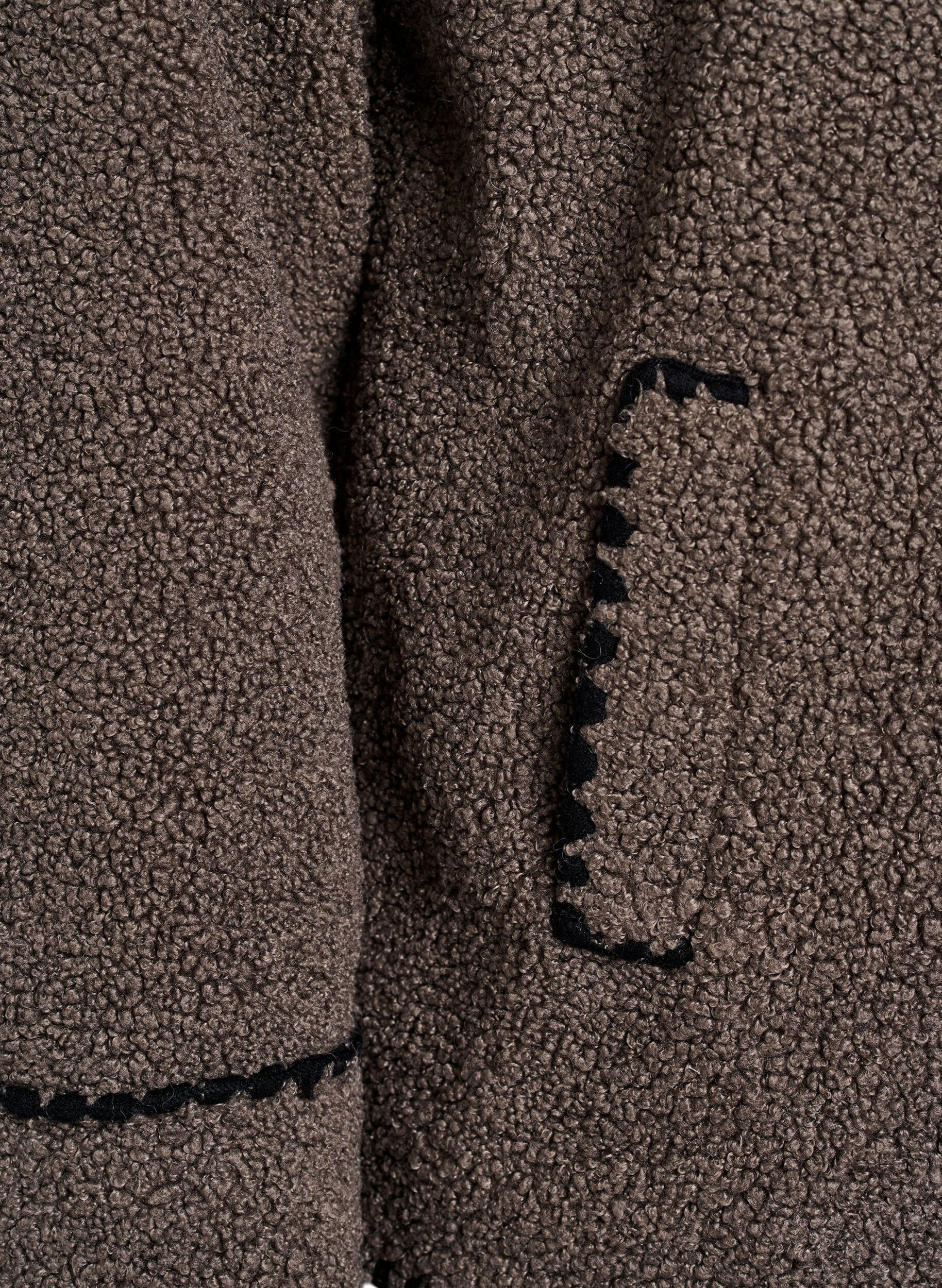 ZizziTeddyjakke med kontrastdetaljer, Brun, Packshot image number 3