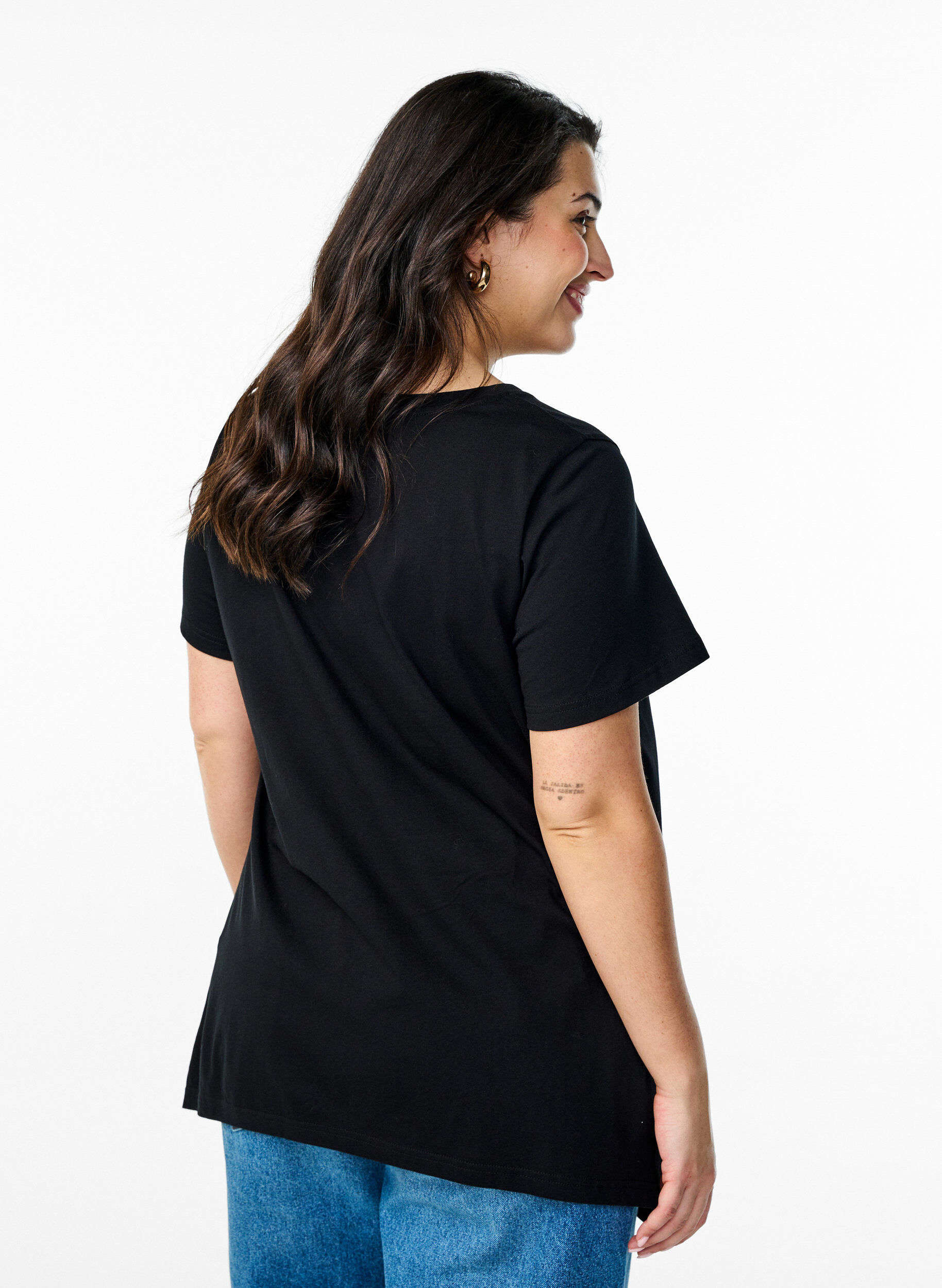 ZizziT-shirt med rund hals og A-facon, Sort, Model image number 2