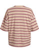 Oversize T-shirt med striber og 1/2 &aelig;rmer, Beige, Packshot image number 1