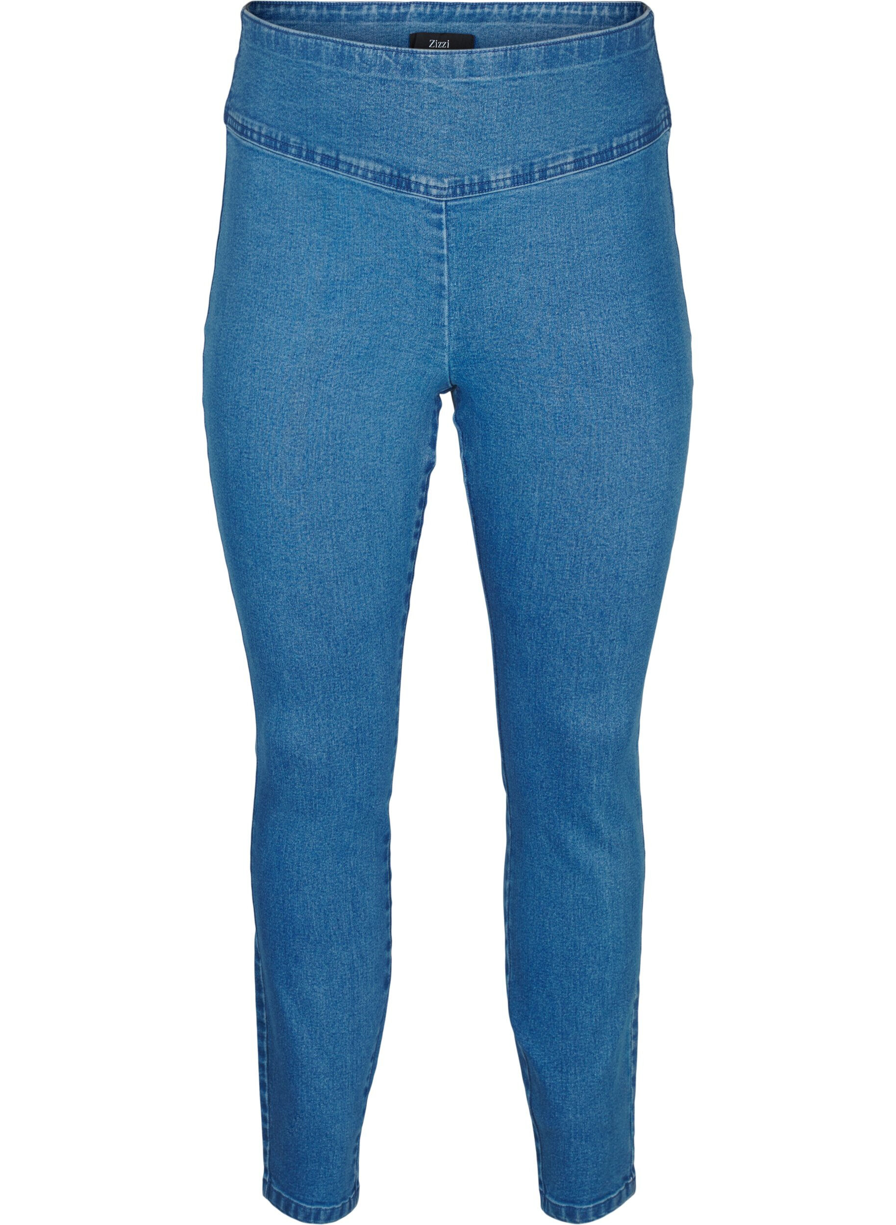 ZizziStretchy jeggings med h&oslash;j talje, Bl&aring;, Packshot image number 0