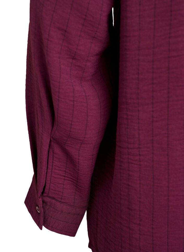 FLASH - Nålestribet skjortebluse, Rød, Packshot image number 3