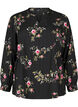 Langærmet bluse med blomsterprint, Sort, Packshot image number 0