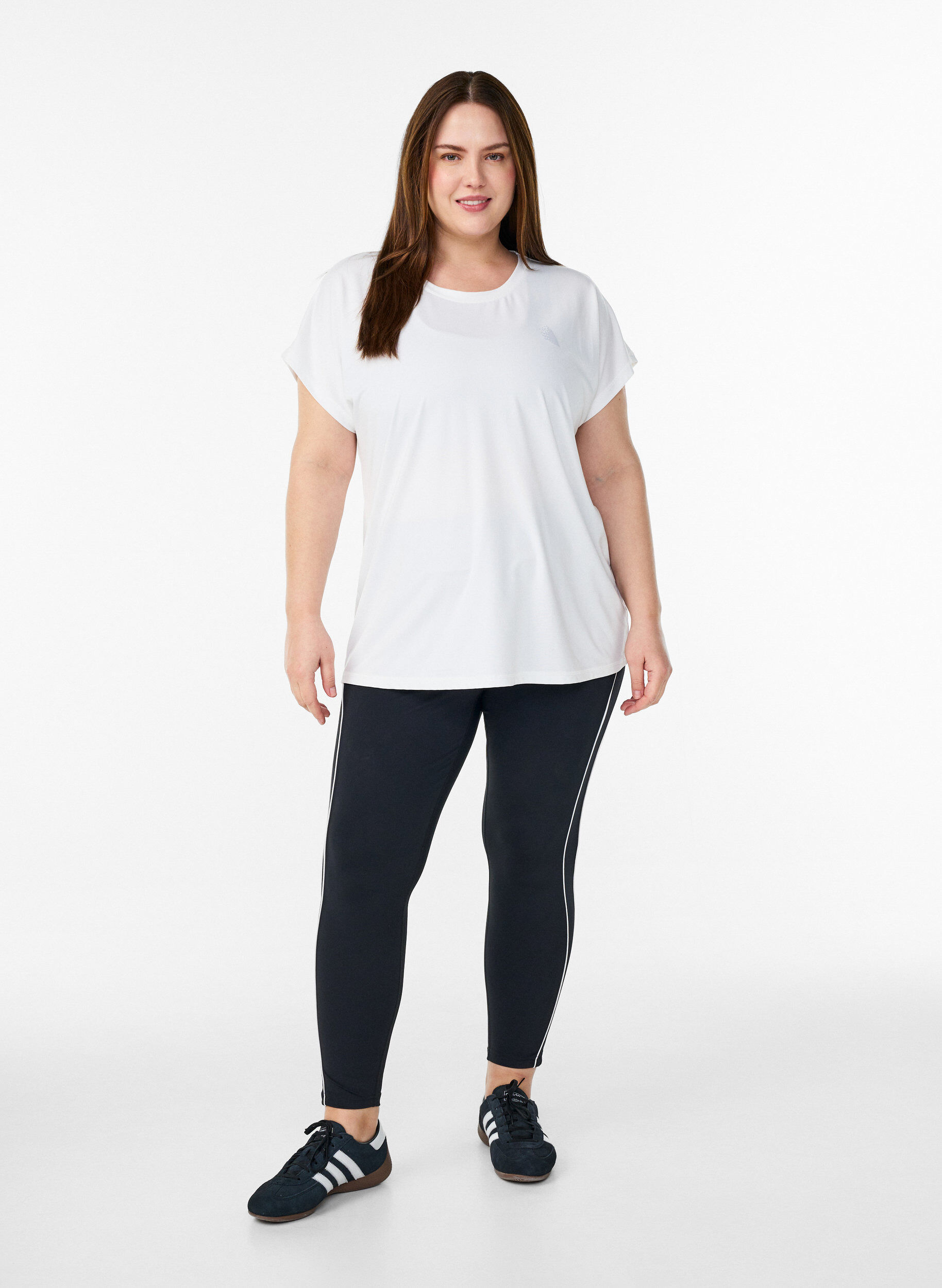 ZizziEnsfarvet tr&aelig;nings t-shirt, Hvid, Model image number 1